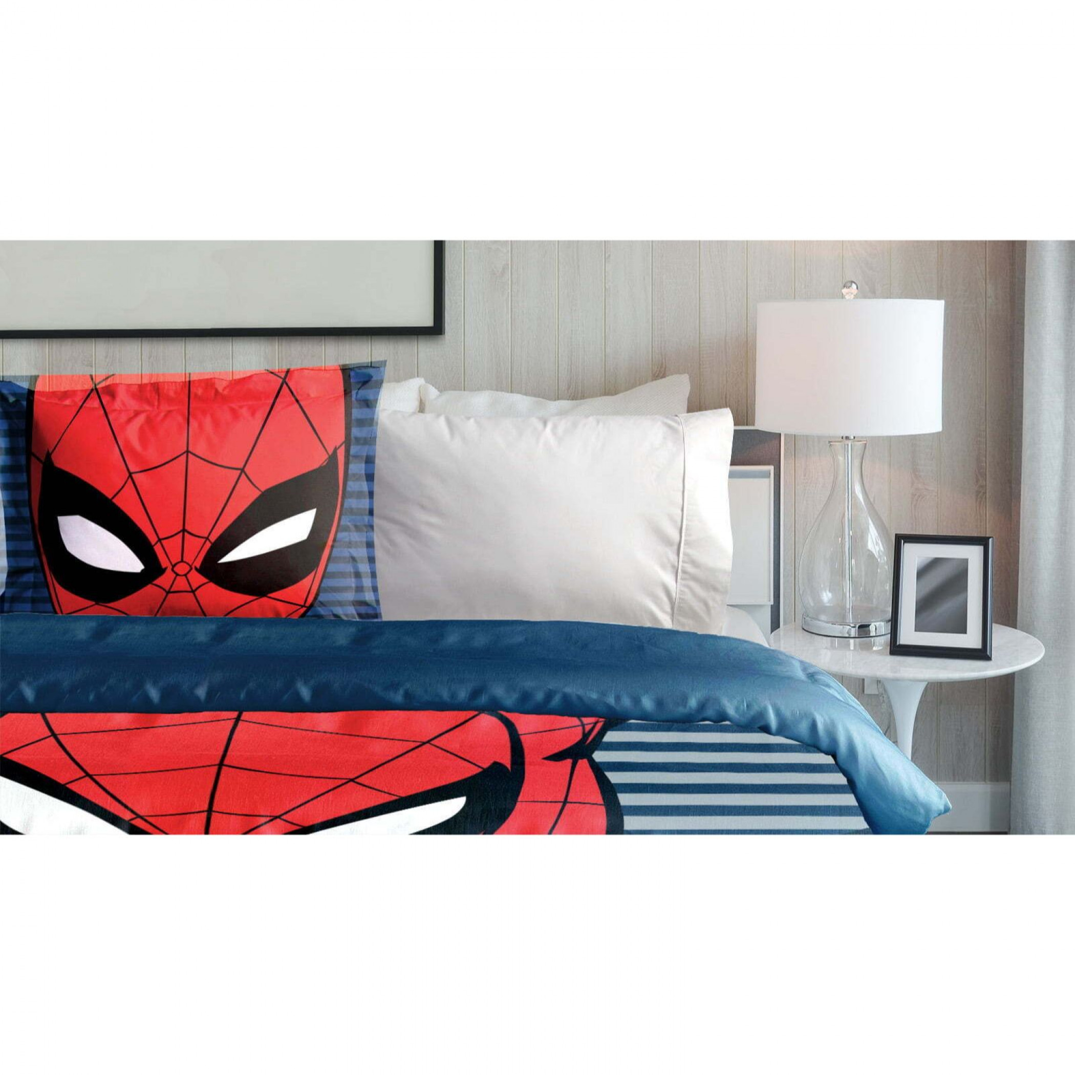 Spider-Man Striped Twin Comforter and Sham Set